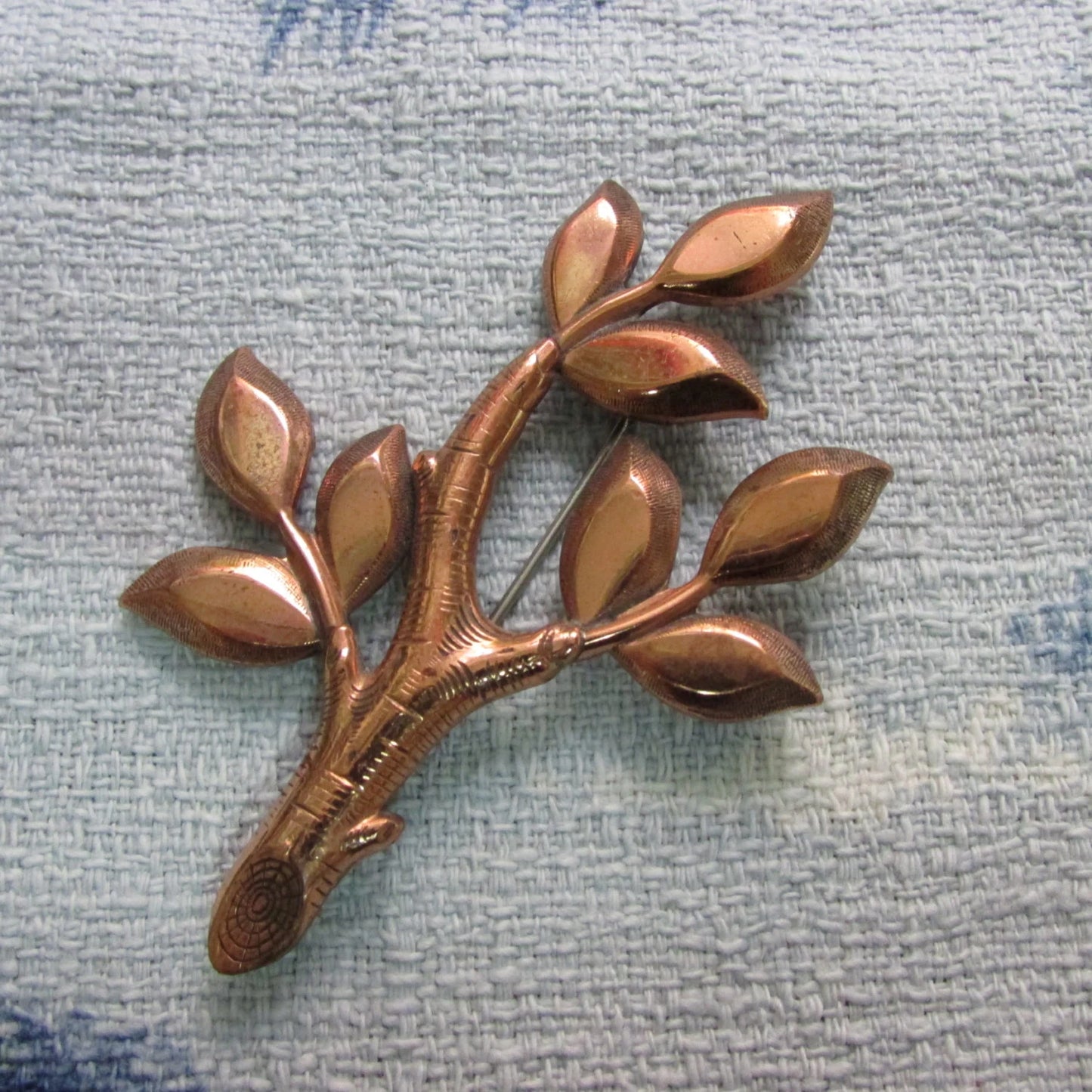 Mid-century Renoir copper-tone detailed tree & leaf brooch, stamped