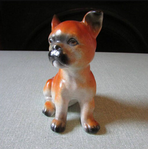 Rare vintage chalkware bulldog puppy figurine