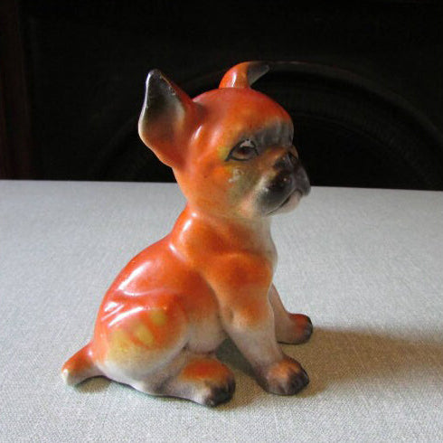 Rare vintage chalkware bulldog puppy figurine