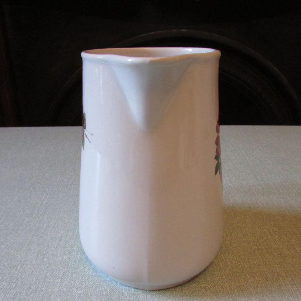 Vintage Sampson Bridgwood floral patterned milk jug, bamboo design detail on handle