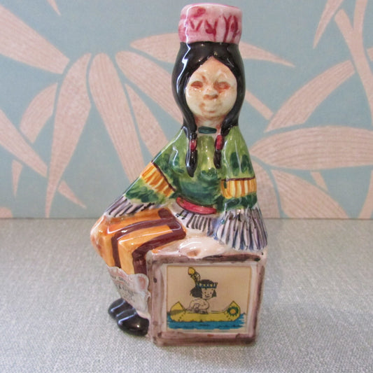 1960s Drioli miniature liquor bottle/decanter: indian squaw, animated