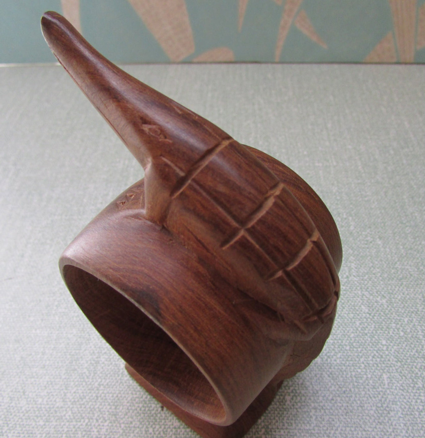 Pair of vintage hand carved wooden alligator/crocodile napkin rings