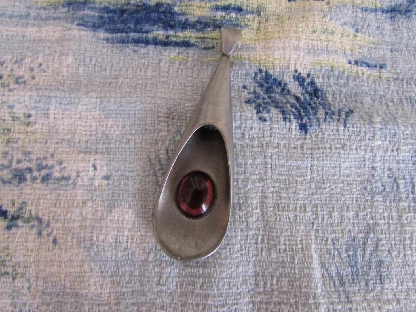 1960s pewter & amethyst glass cabochon pendant