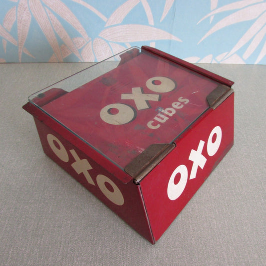 Rare vintage OXO shop display tin with stand