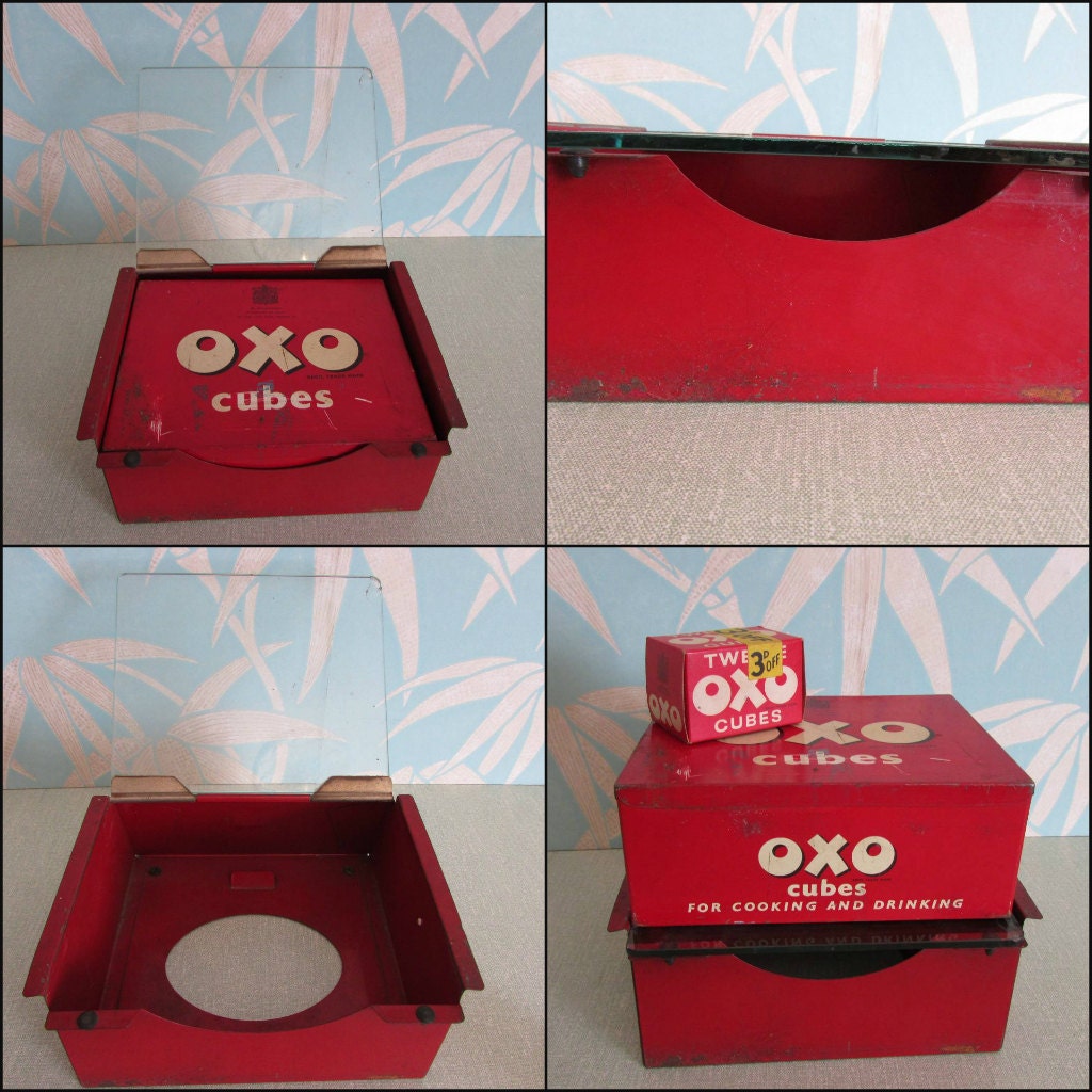 Rare vintage OXO shop display tin with stand