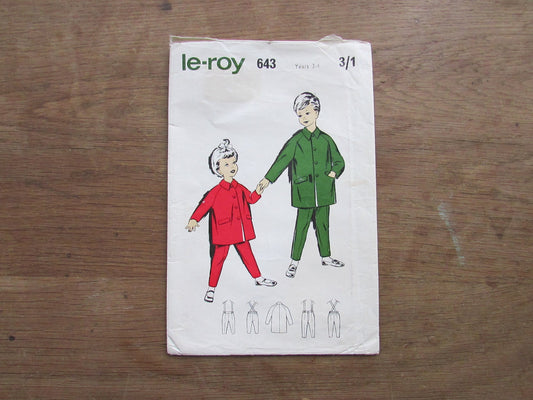 Used 1960s Le Roy 643 sewing pattern for coat & trews for boy or girl, size 3-4 years (complete)