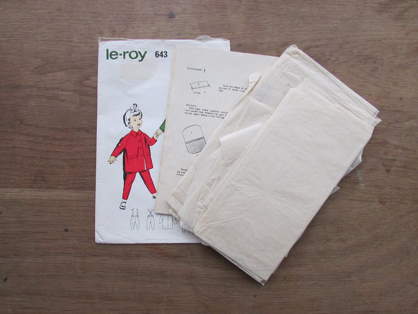 Used 1960s Le Roy 643 sewing pattern for coat & trews for boy or girl, size 3-4 years (complete)