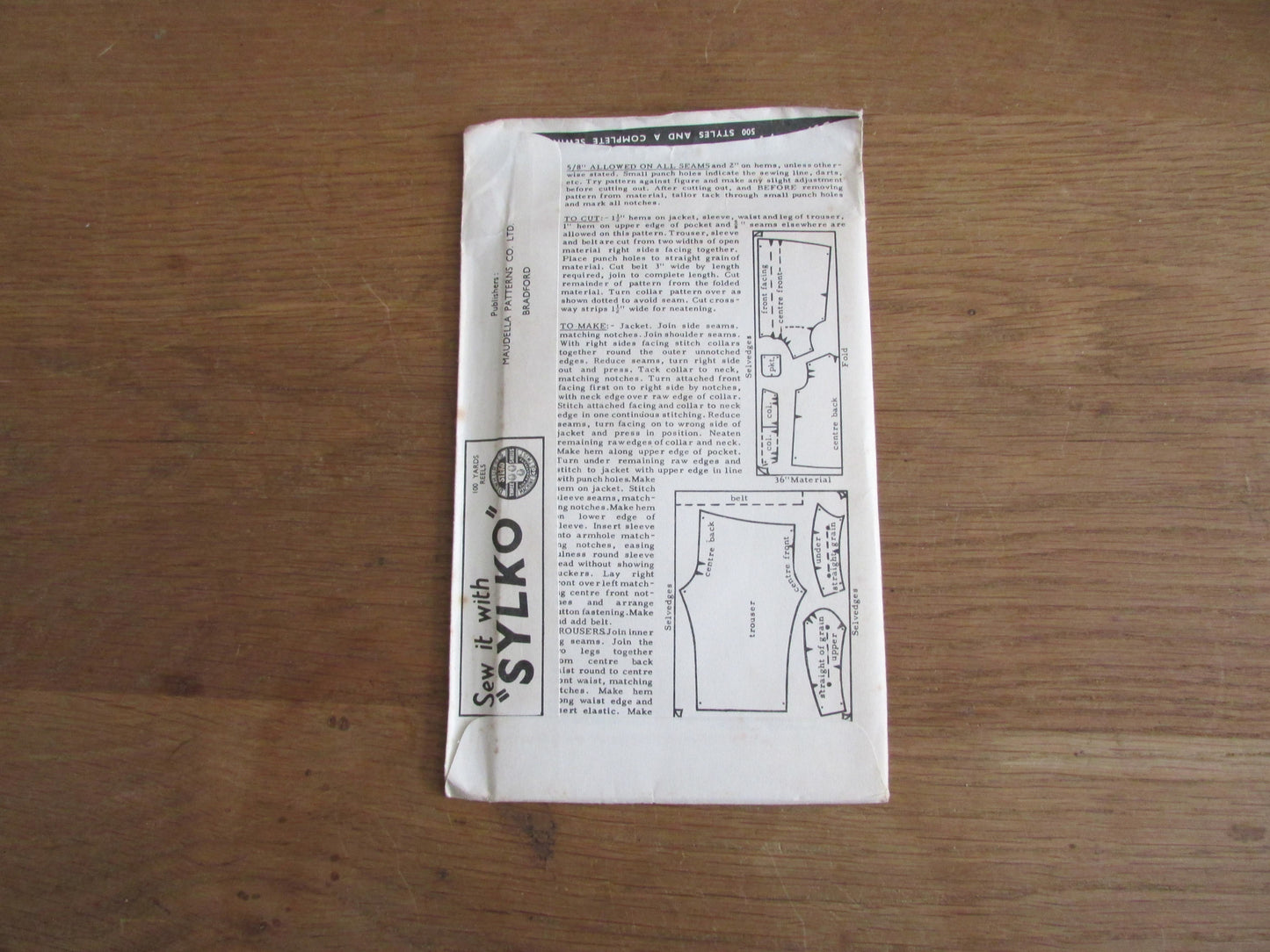 Uncut 1950s Maudella 3162 sewing pattern for girl's pyjamas, age 13 & 14 years (complete)