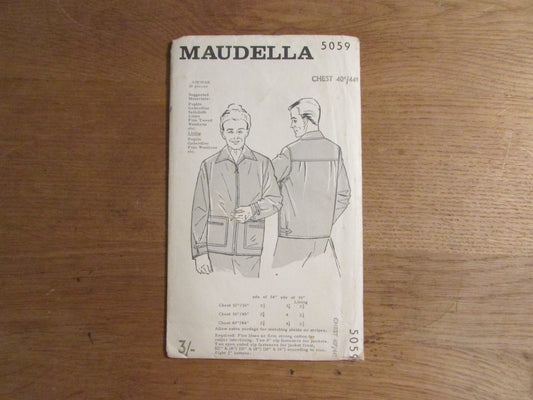 Uncut 1950s/60s Maudella 5059 sewing pattern for men's anorak, size L/XL (complete)