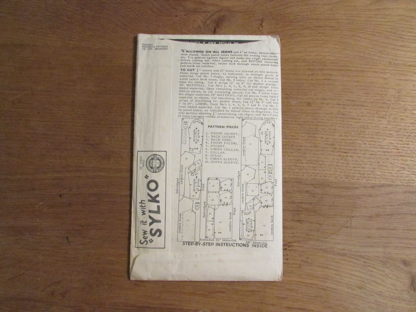 Uncut 1950s/60s Maudella 5059 sewing pattern for men's anorak, size L/XL (complete)