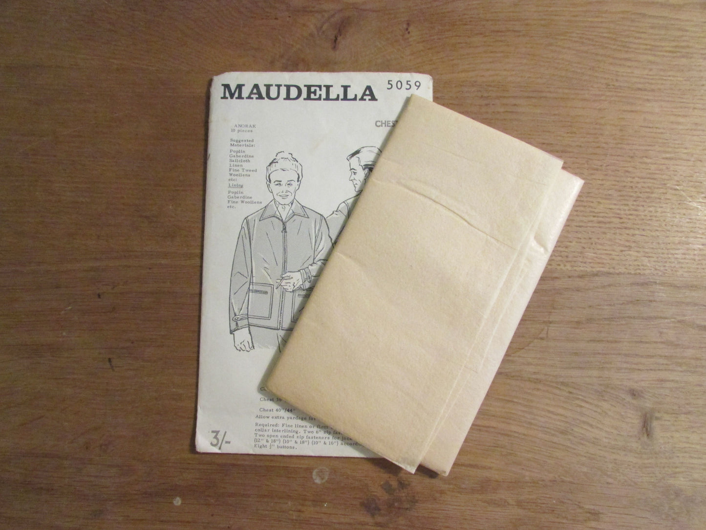 Uncut 1950s/60s Maudella 5059 sewing pattern for men's anorak, size L/XL (complete)
