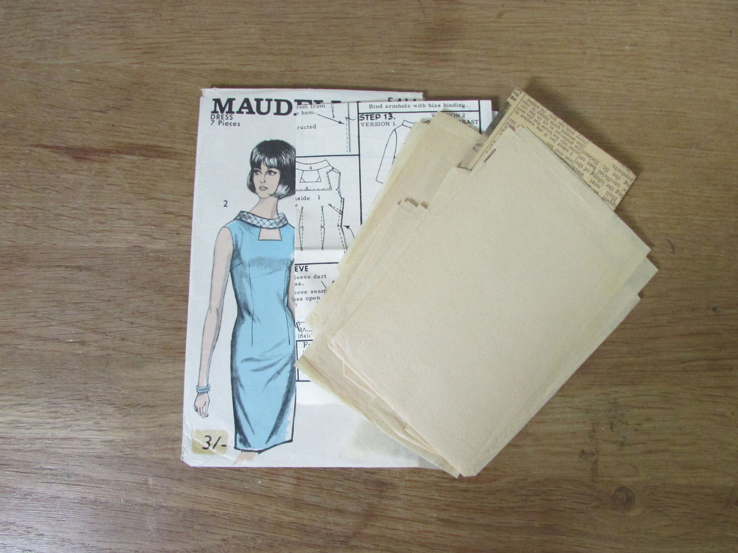 Part cut 1960s Maudella 5414 sewing pattern for evening dress, size 18 (complete)