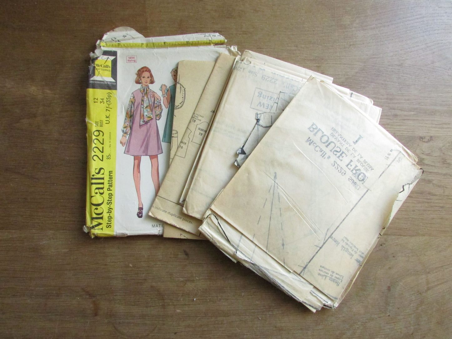 Part cut 1969 McCall's 2229 sewing pattern for maternity separates..., size 12 (complete)