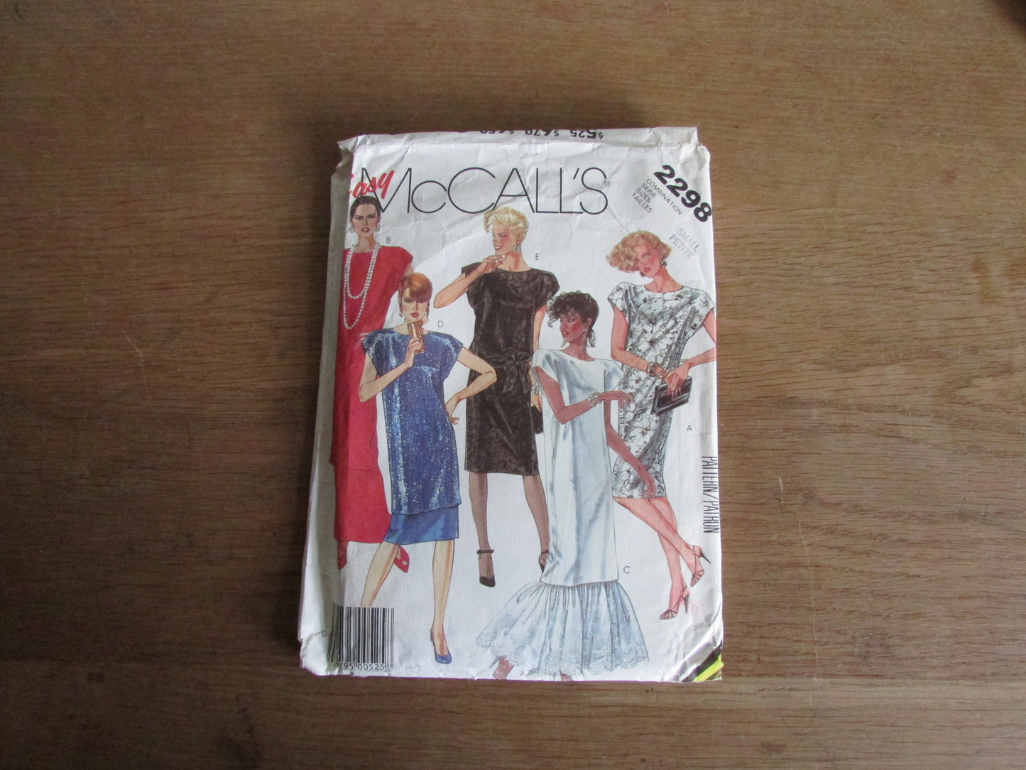 Part cut 1985 McCall's 2298 sewing pattern for misses' dress, tunic or top, & skirt, size Small/Petite (complete)