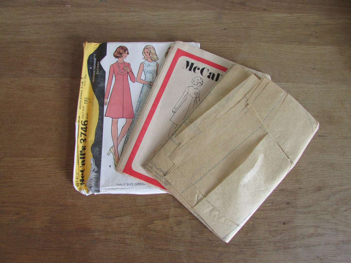 Uncut 1973 McCall's 3746 sewing pattern for half-size dress or tunic & pants, size 18.5 (complete)