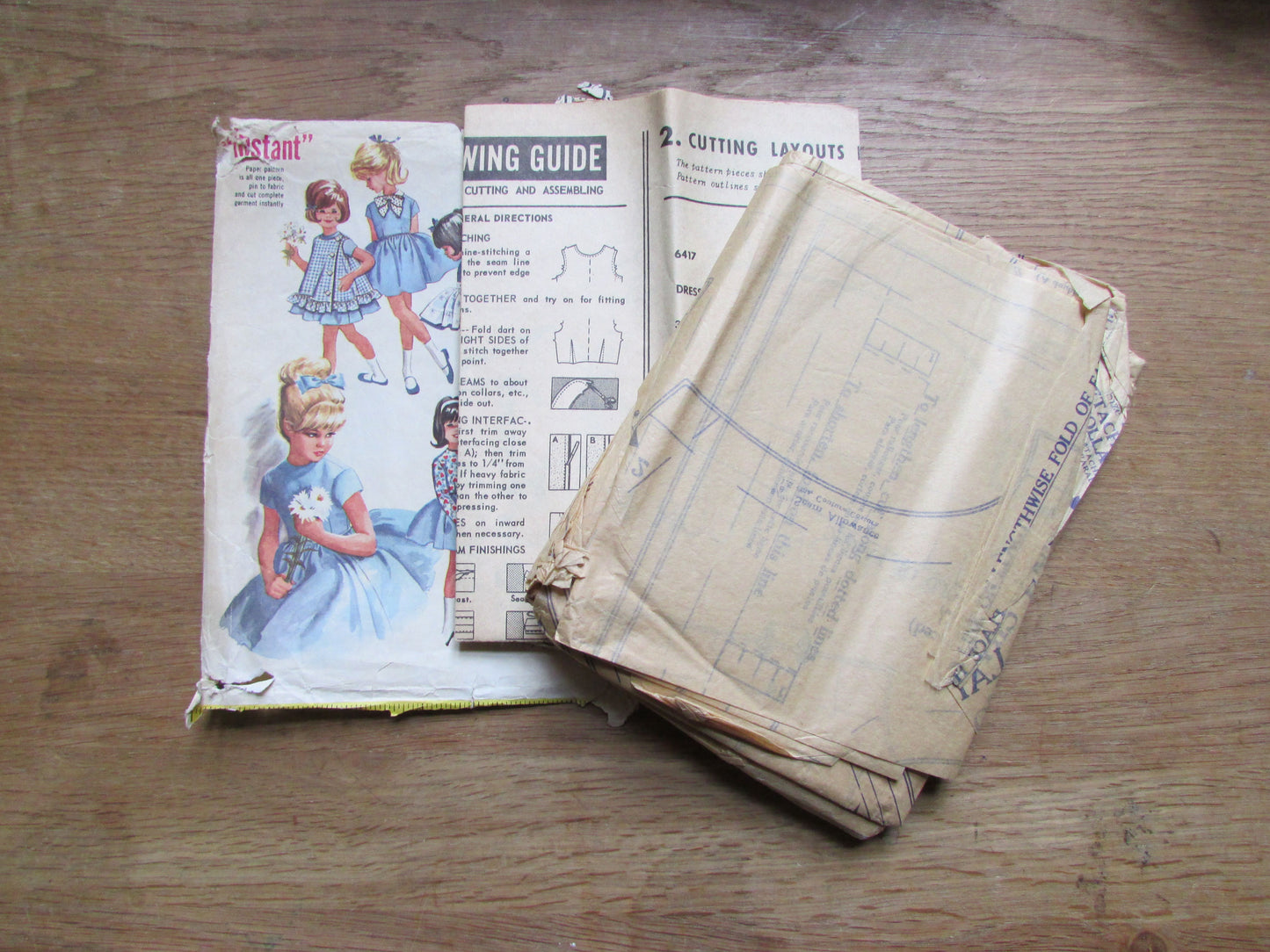 Part cut 1962 McCall's 6417 sewing pattern for child's instant dress & six instant accessories, size 3 (complete)