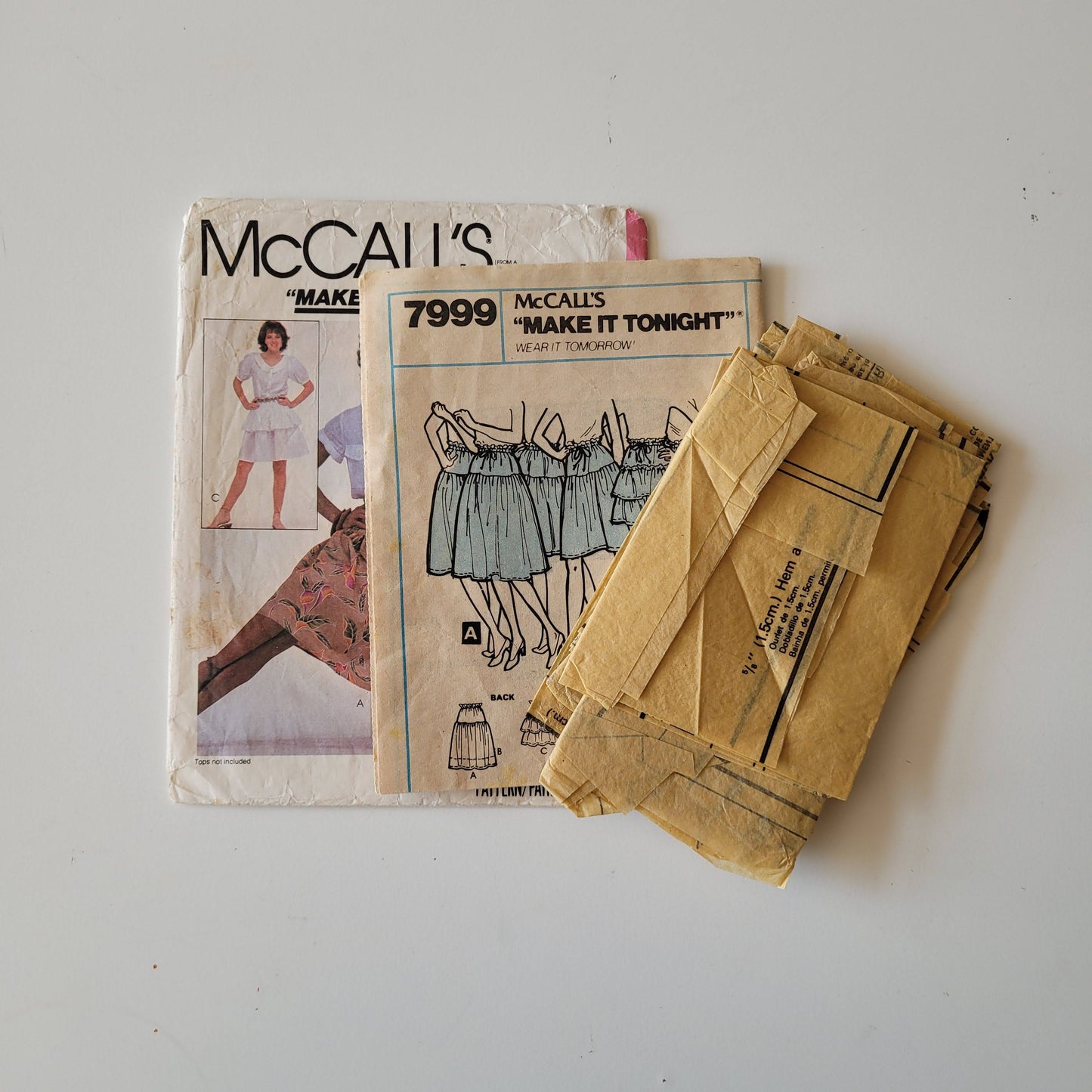Part cut 1982 McCall's 7999 sewing pattern for misses' & young junior/teen skirts, size S (complete)