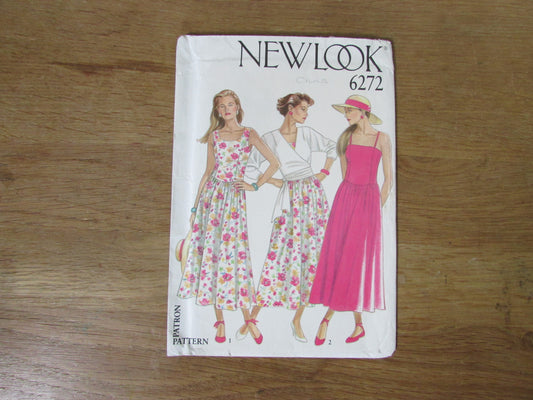 Uncut 1980s New Look 6272 sewing pattern for dress & jacket, sizes 8-18 (complete)