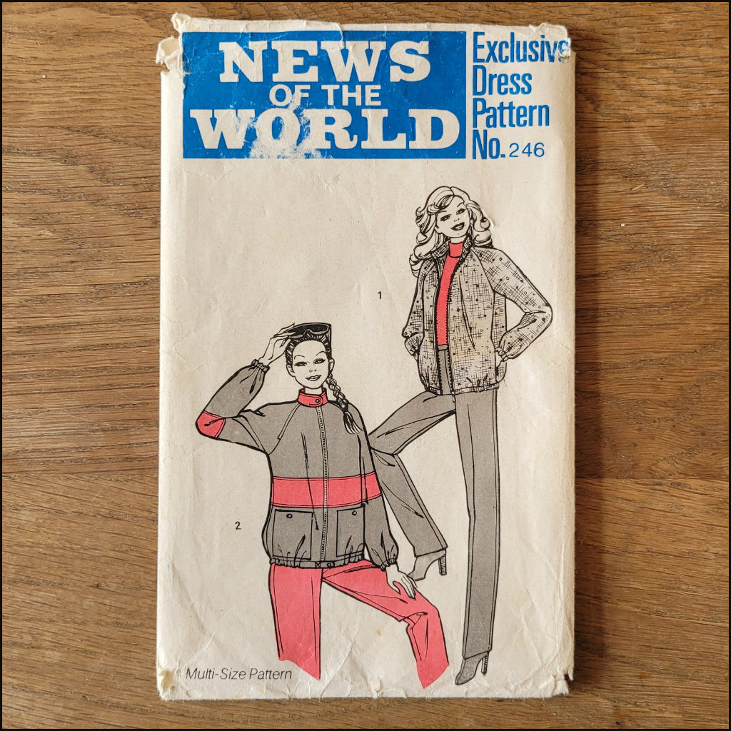 Uncut 1980s News of the World No.246 sewing pattern for jacket & trousers, sizes 10 to 16 (complete)