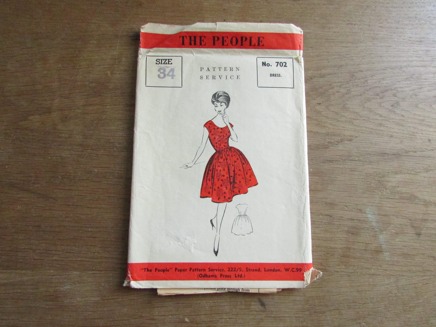 Used 1960s The People No.702 sewing pattern for misses' dress, size 12 (see description below)
