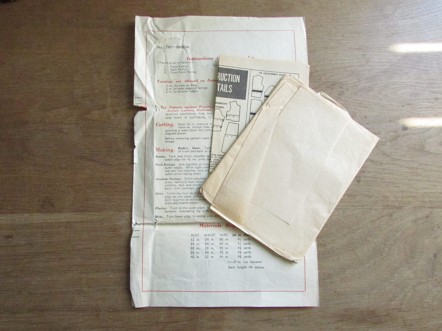 Used 1960s The People No.702 sewing pattern for misses' dress, size 12 (see description below)