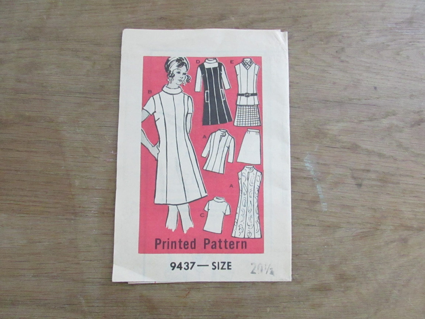 Uncut 1960s/70s Printed Pattern 9437 sewing pattern for misses' dress, size 20.5 (complete)