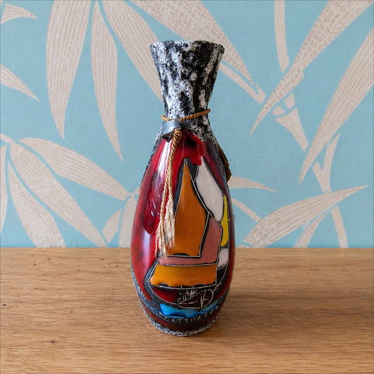 Mid-century San Marino Lava Touristware miniature wine bottle