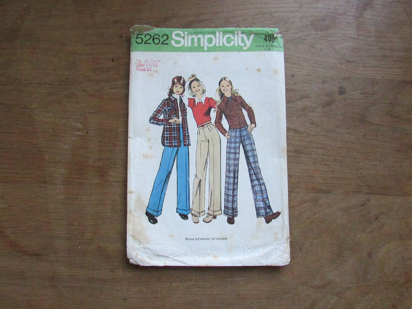 Part cut 1972 Simplicity 5262 sewing pattern for young junior/teens' unlined jacket, shirt-jacket & pants, size 11/12 (complete)