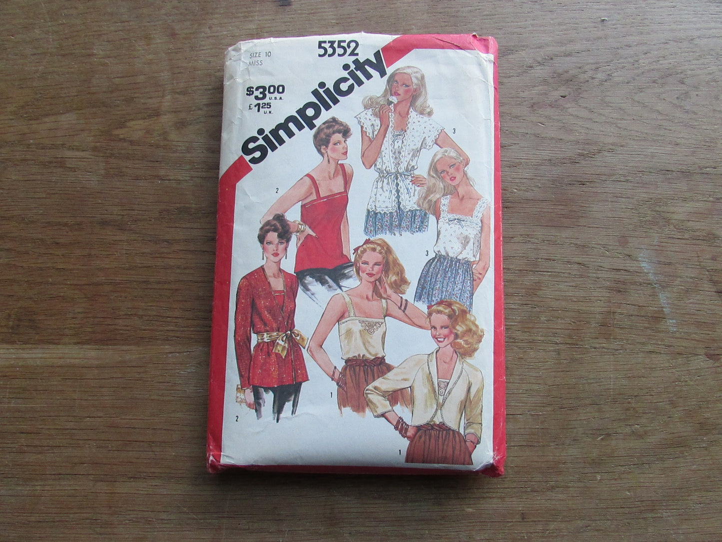 Uncut 1981 Simplicity 5352 sewing pattern for misses' set of camisoles & unlined jacket, size 10 (complete)