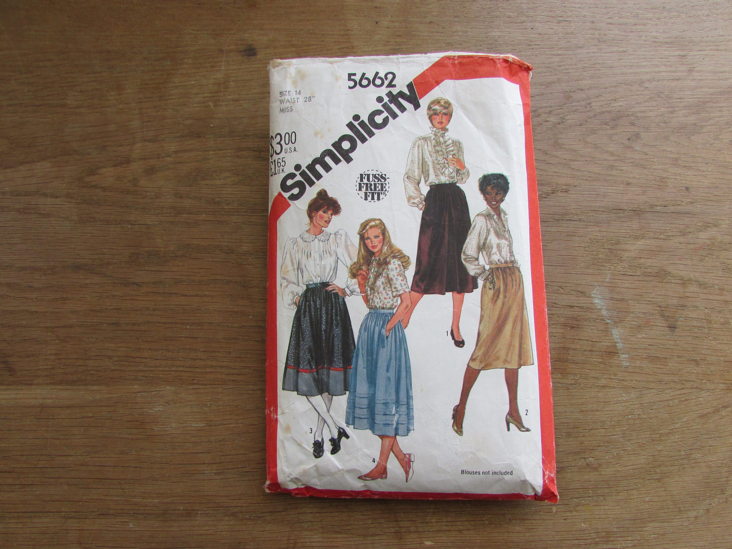 Part cut 1982 Simplicity 5662 sewing pattern for misses' set of skirts , size 14 (complete)
