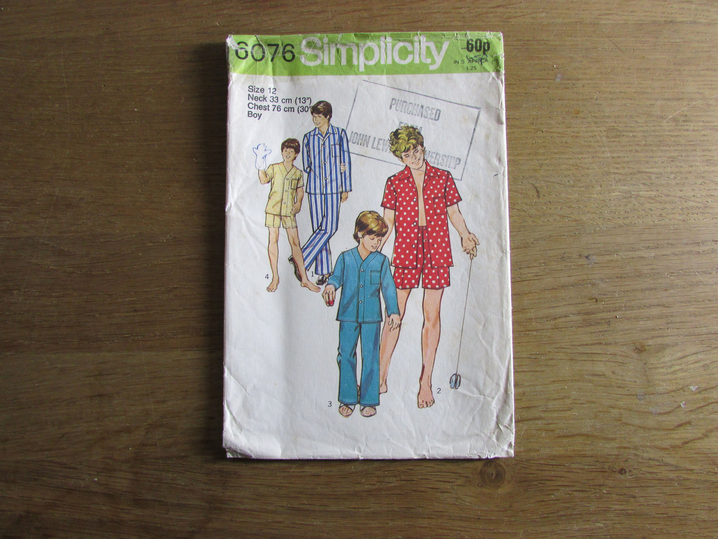Part cut 1973 Simplicity 6076 sewing pattern for boys' & teen-boys' pajamas, size 12 (complete)