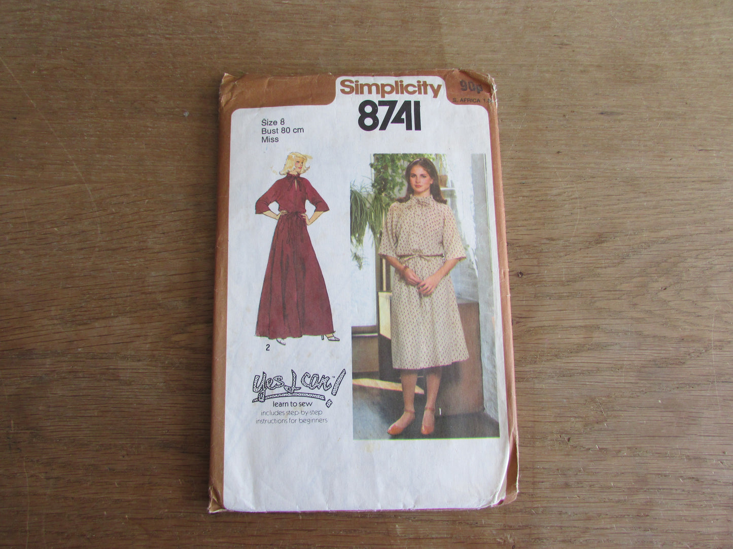 Used 1978 Simplicity 8741 sewing pattern for misses' pullover dress in two lengths, size 8 (complete)