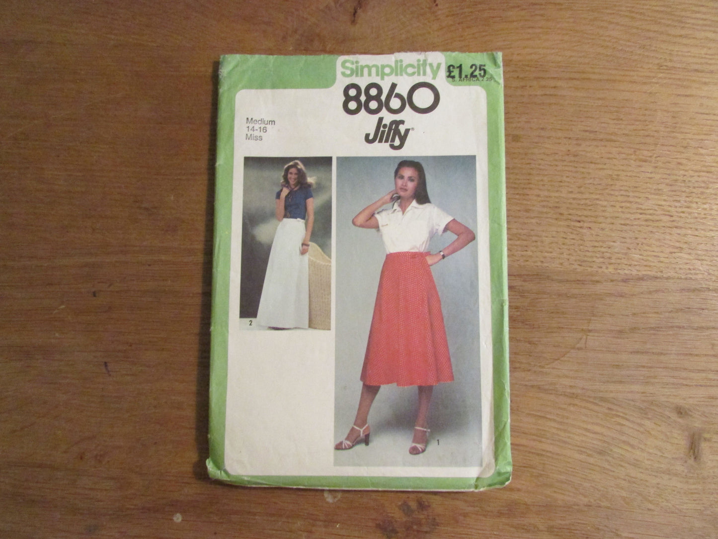 Used 1979 Simplicity 8860 sewing pattern for Jiffy misses' front-wrap skirt, size 14-16 (complete)
