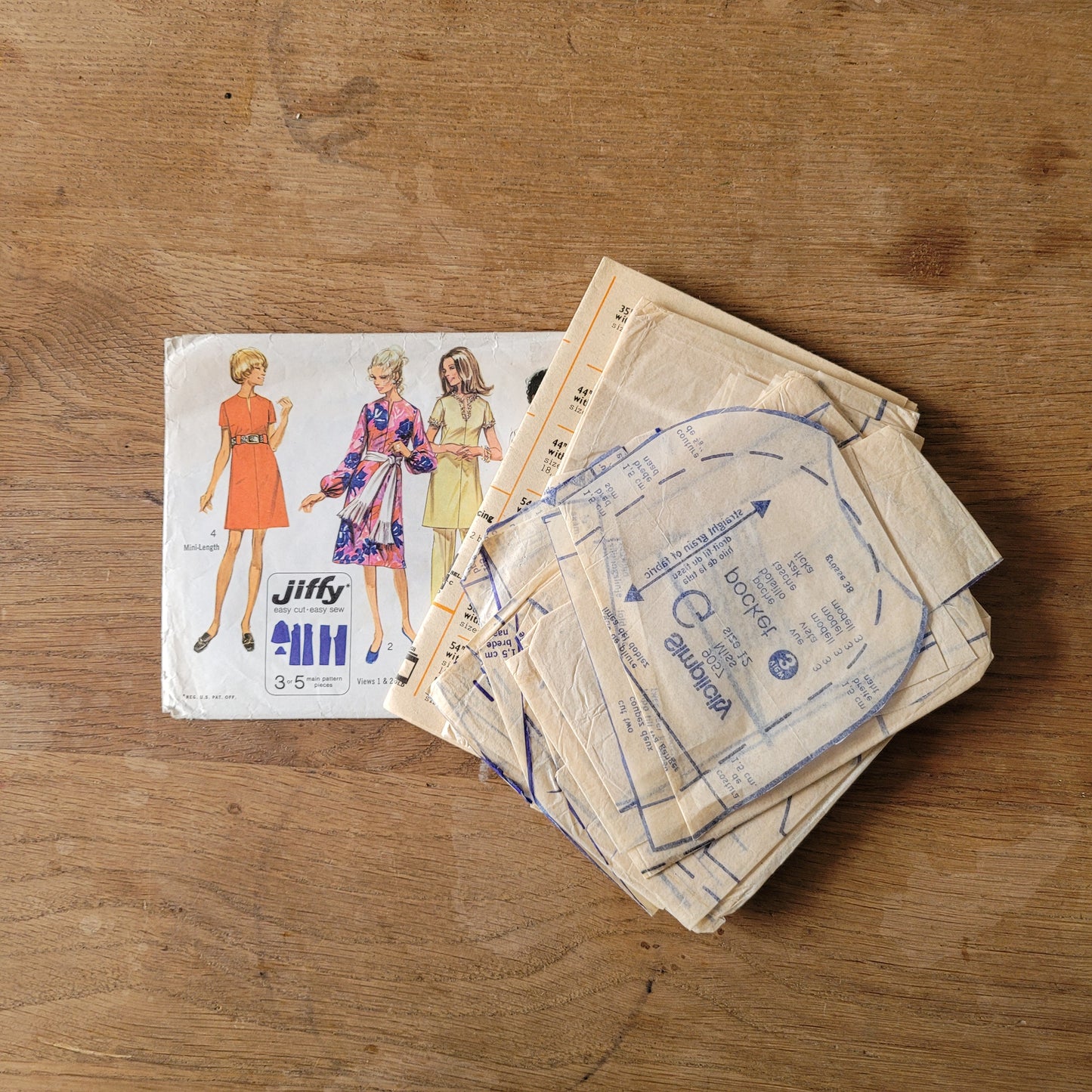 Used 1970 Simplicity 9057 sewing pattern for misses' jiffy pattern in two lengths, and pants, size 12 (complete)