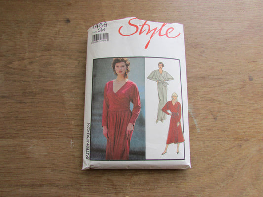 Uncut 1988 Style 1456 sewing pattern for misses' wrap blouse, skirt & trousers, size 10-12 (complete)
