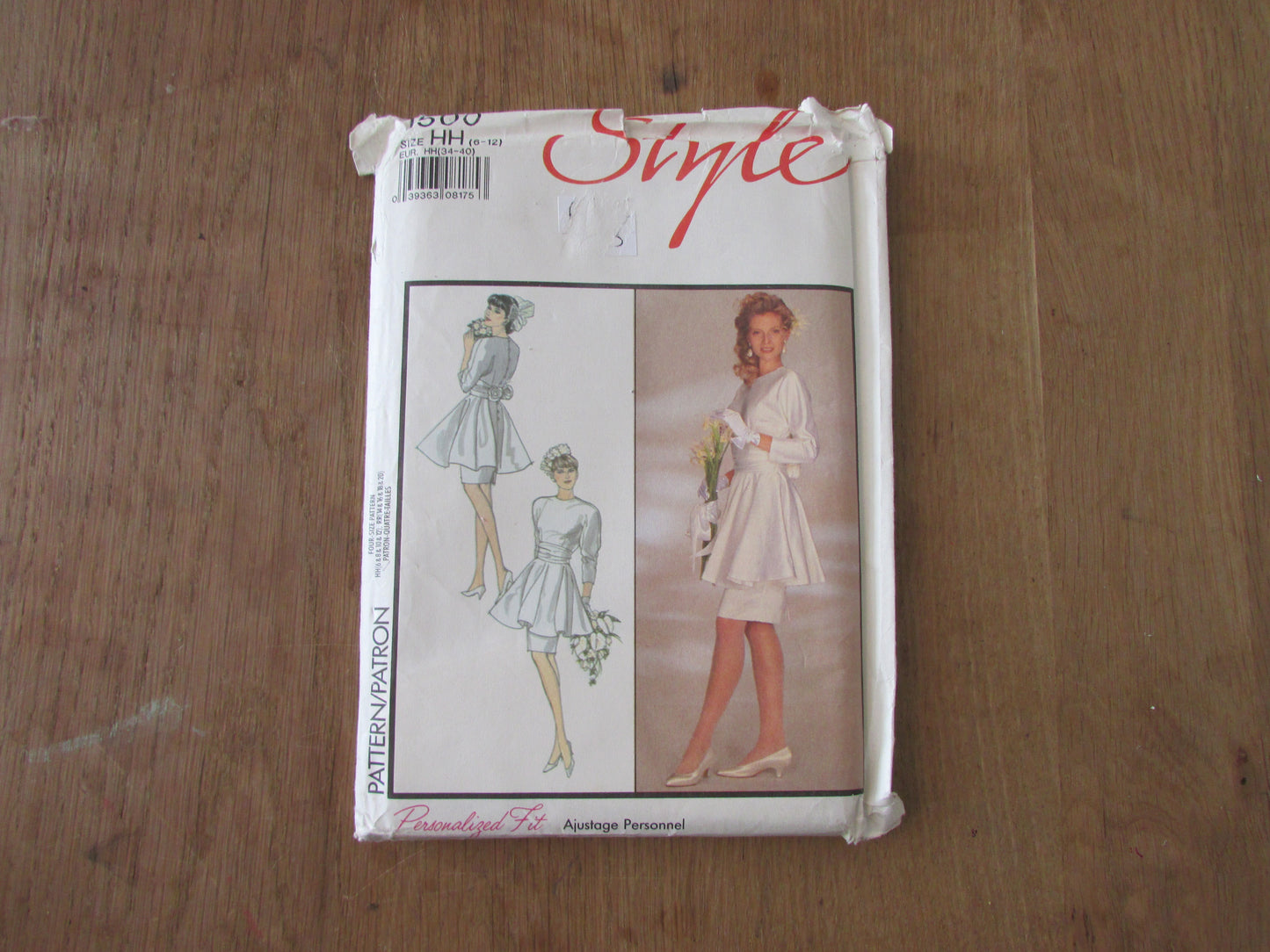Uncut 1980s Style 1500 sewing pattern for misses' two-piece wedding or cocktail dress, size 6-12 (complete)