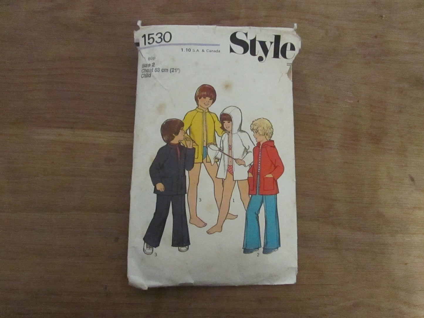 Used 1972 Style 1530 sewing pattern for child's unlined jacket & trousers, size 2 (complete)