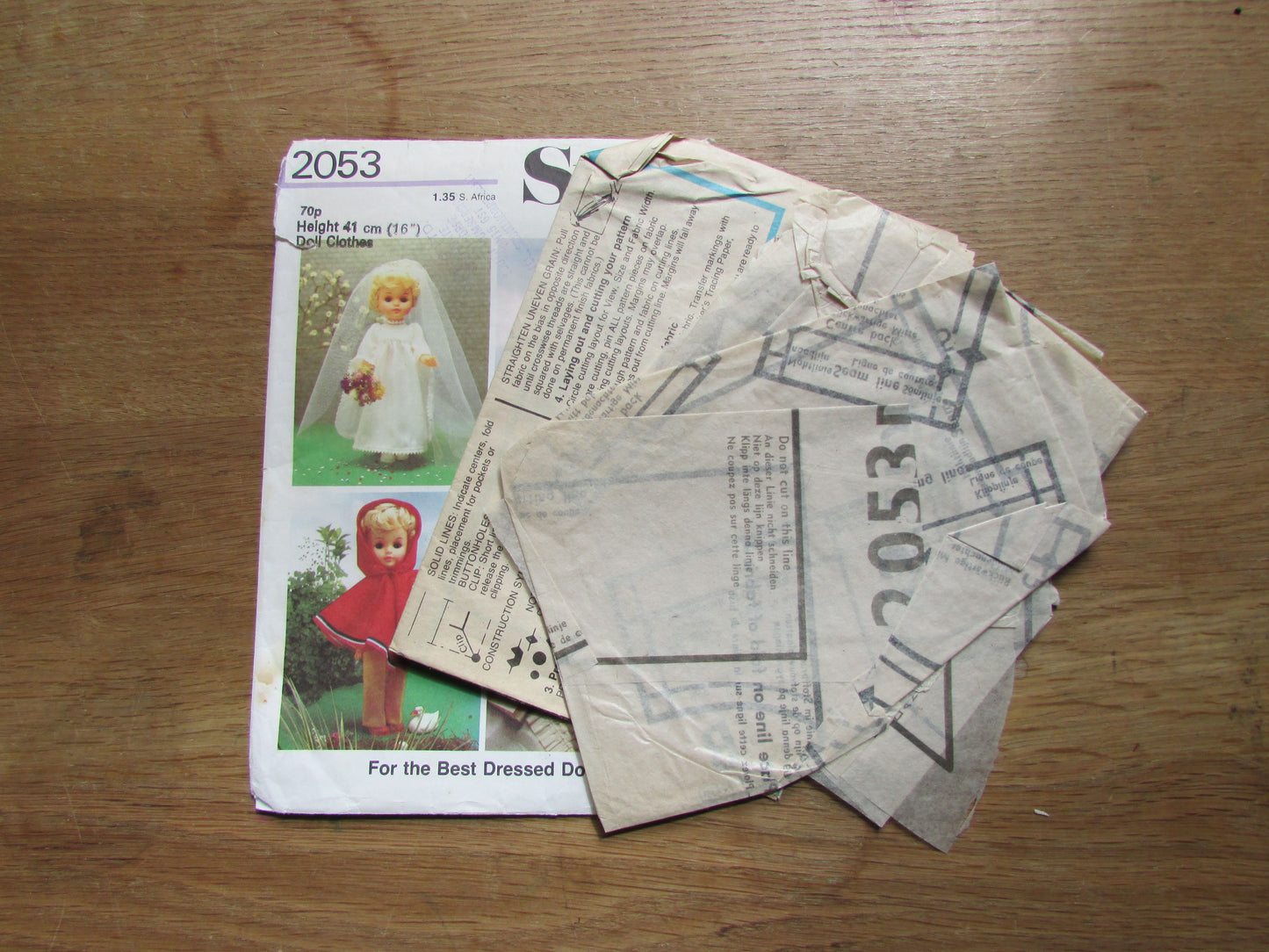 Part cut 1977 Style 2053 sewing pattern for doll clothes to fit doll H41cm/16" (complete)