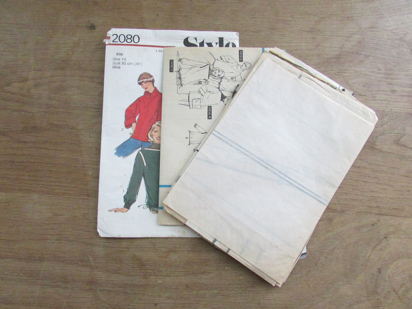 Part cut 1977 Style 2080 sewing pattern for misses' set of tops, size 14 (complete)