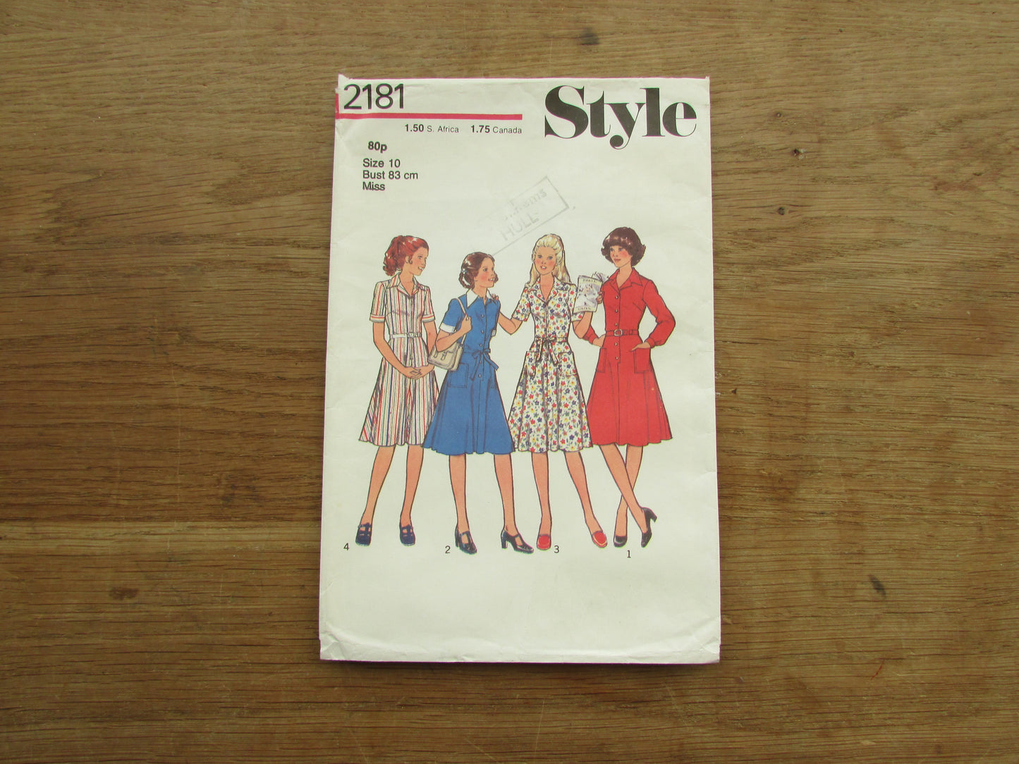 Part cut 1970s Style 2181 sewing pattern for young junior/teens' & misses' dress, size 10 (complete)