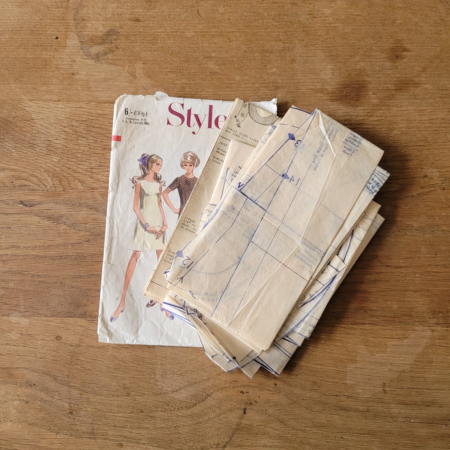 Used 1969 Style 2455 sewing pattern for misses' mini dress, size 12 (complete)