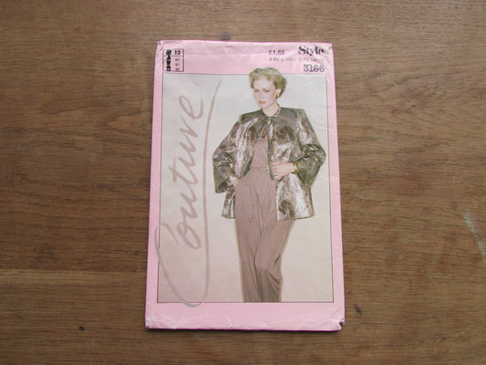 Part cut 1980 Style Couture 3166 sewing pattern for misses' cardigan, top, skirt & trousers, size 12 (complete)