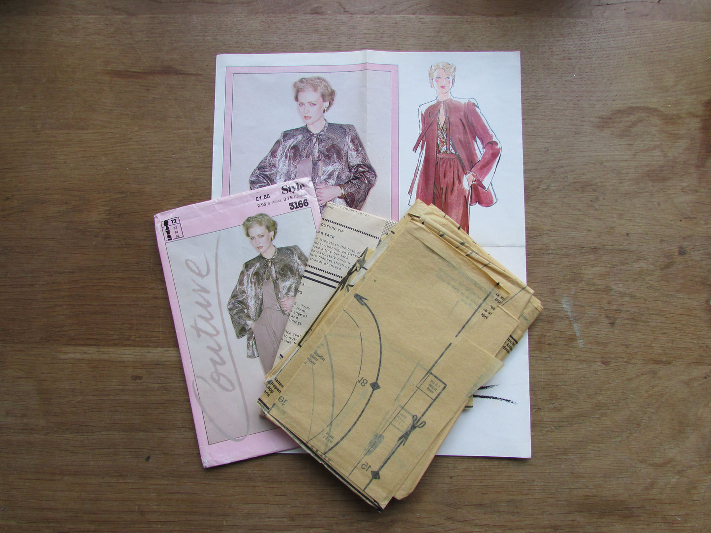 Part cut 1980 Style Couture 3166 sewing pattern for misses' cardigan, top, skirt & trousers, size 12 (complete)