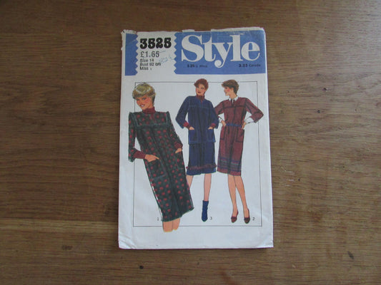 Used 1981 Style 3525 sewing pattern for misses' dress or top & skirt, size 14 (see description below)