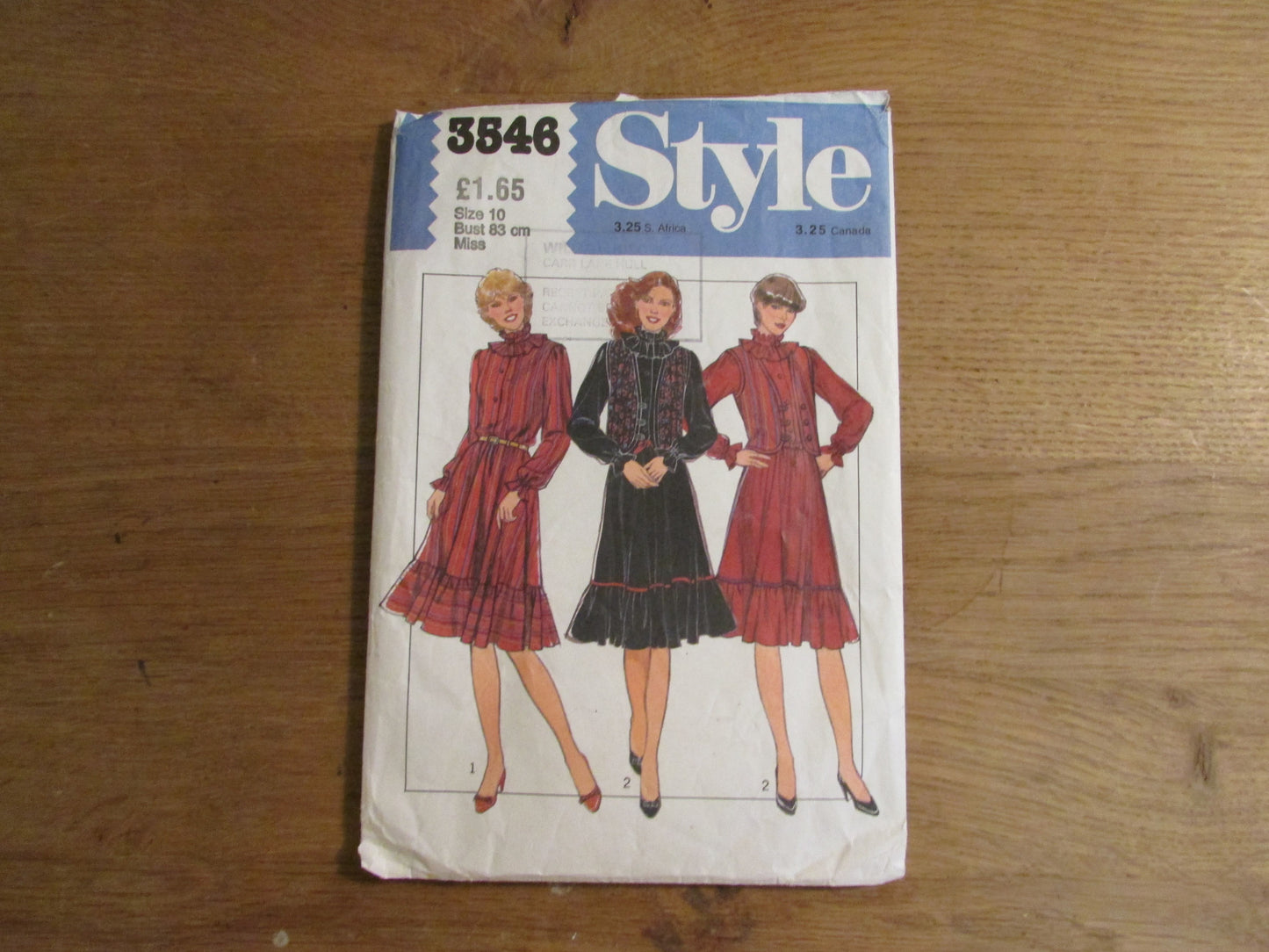 Part cut 1981 Style 3546 sewing pattern for misses' lined waistcoat & dress, size 10 (complete)