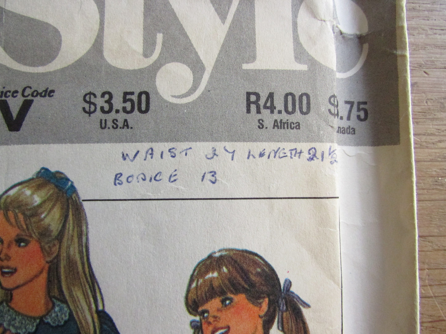 Part cut 1983 Style 4016 sewing pattern for girls' dress, cut to size 12 (complete)