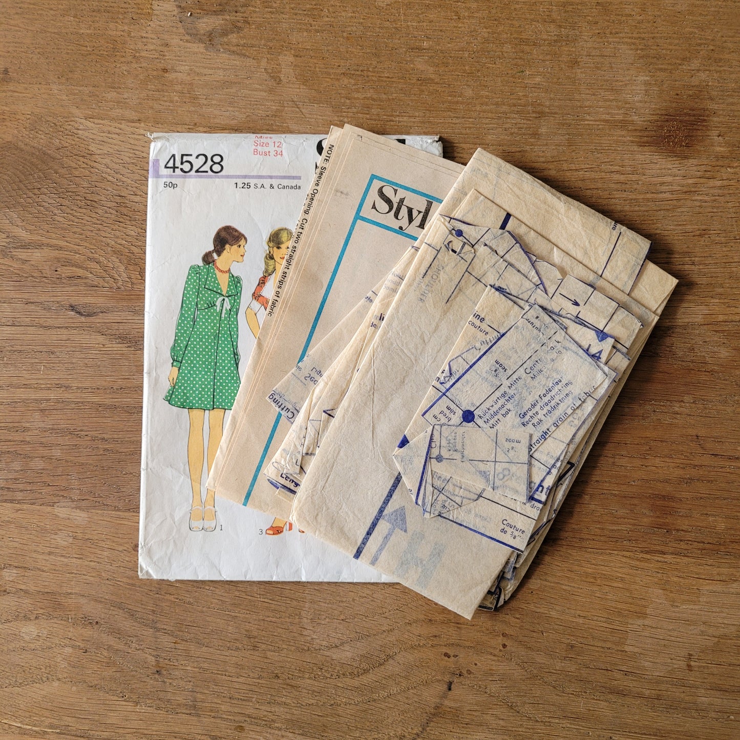 Used 1974 Style 4528 sewing pattern for misses' mini dress, size 12 (complete)