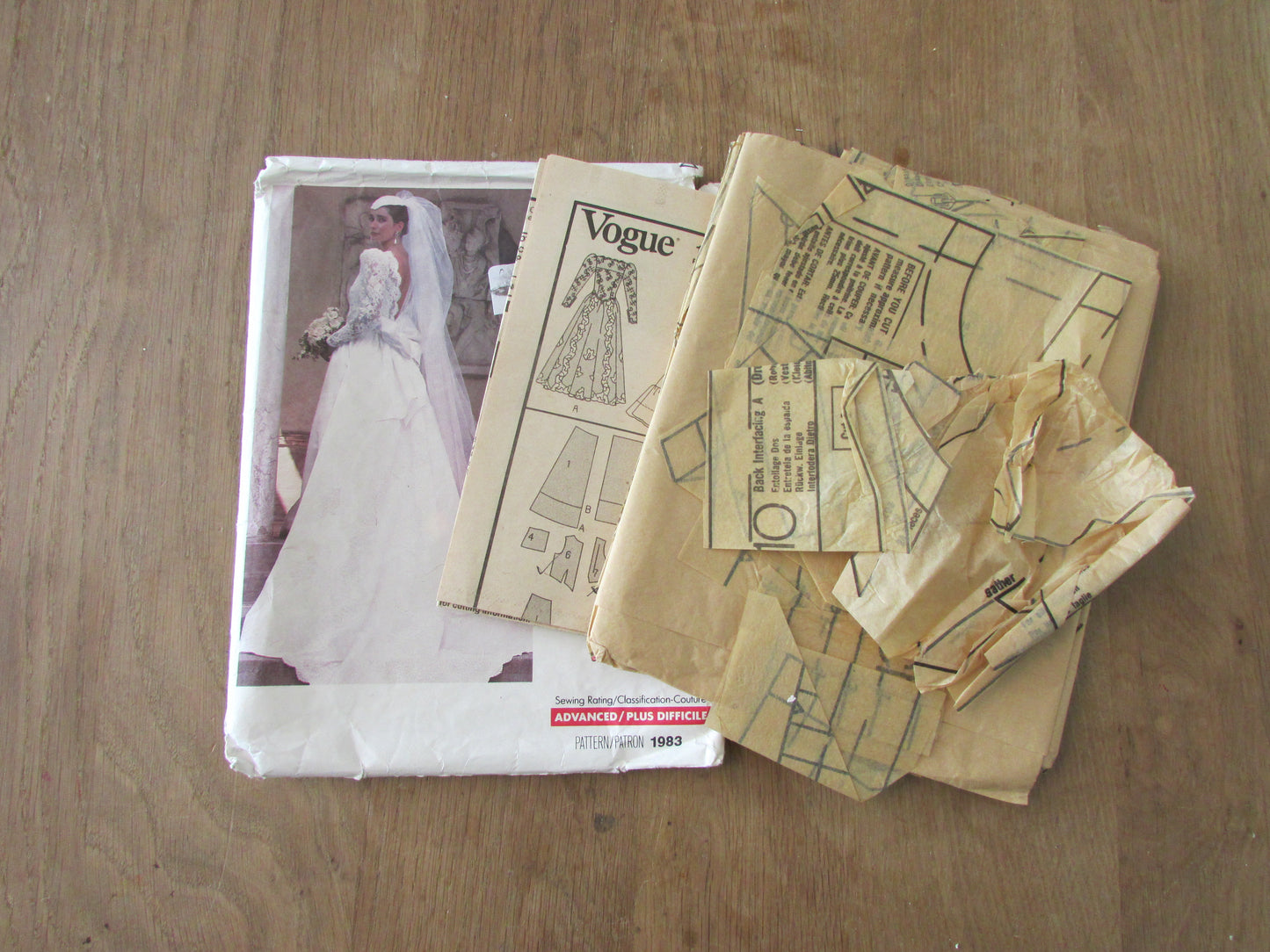 Part cut 1987 Vogue Bridal Original 1983 sewing pattern for misses' dress & petticoat, size 12 (see description below)