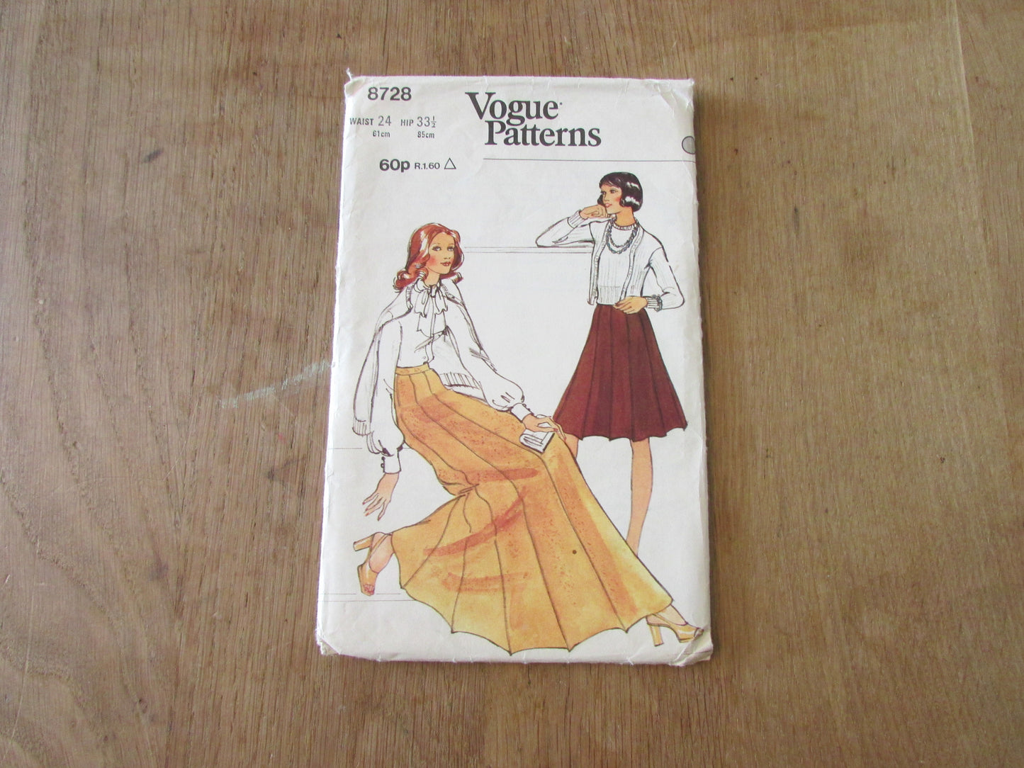 Used 1970s Vogue Patterns 8728 sewing pattern for misses' skirt, size 8 (complete)