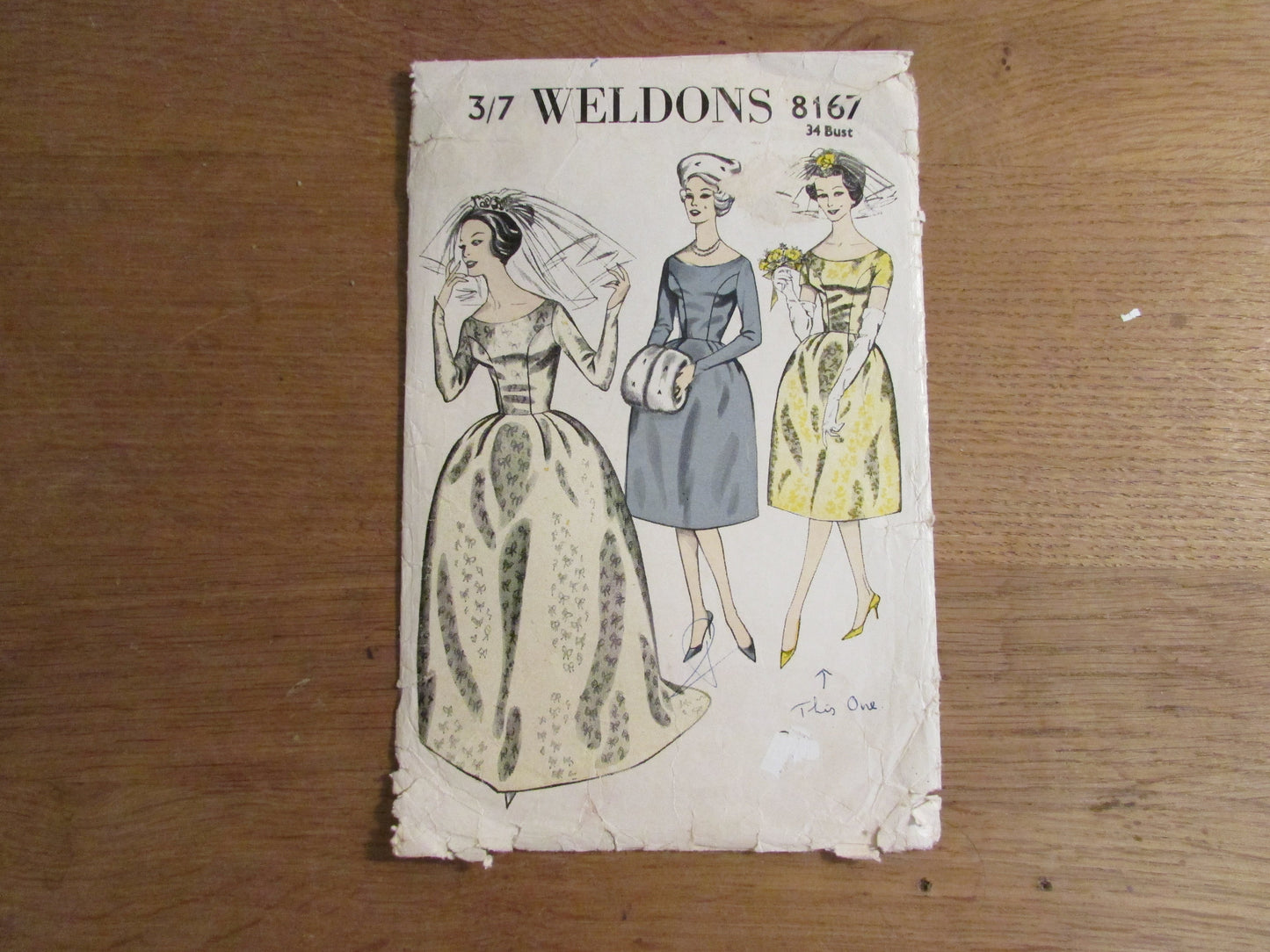 Used 1960s Weldons 8167 sewing pattern for wedding dress, size 10 approx (complete)